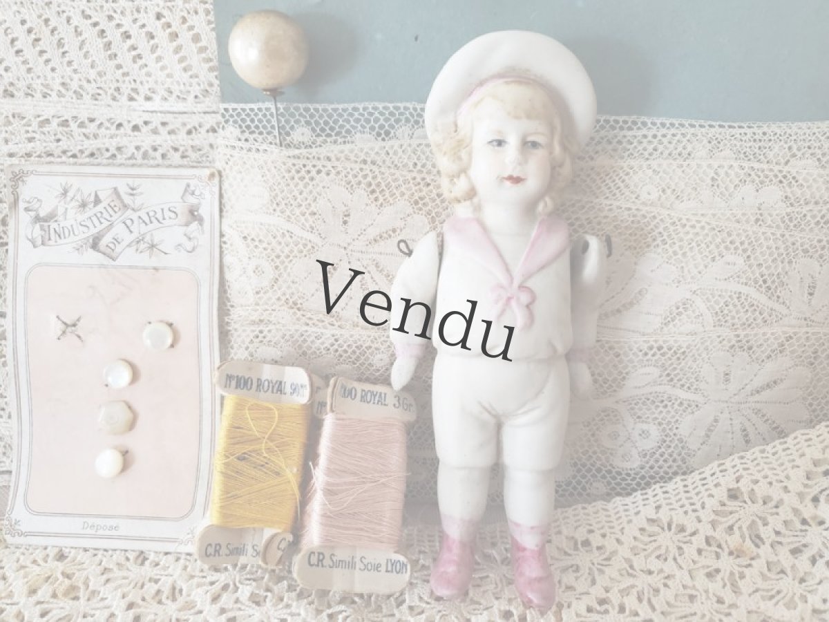 画像3: ドイツ 1910-1920年  ピンクセーラー服のビスクドール (3)