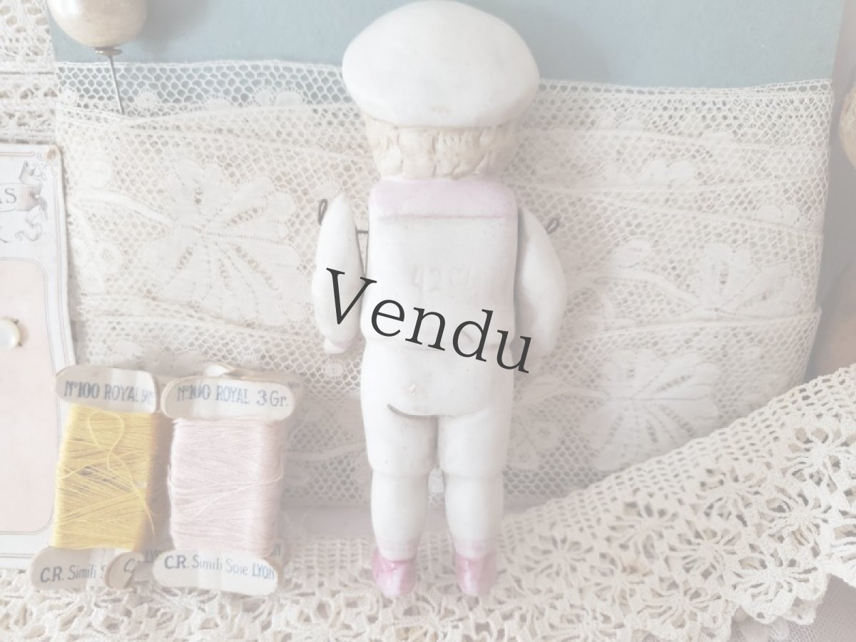 画像4: ドイツ 1910-1920年  ピンクセーラー服のビスクドール (4)