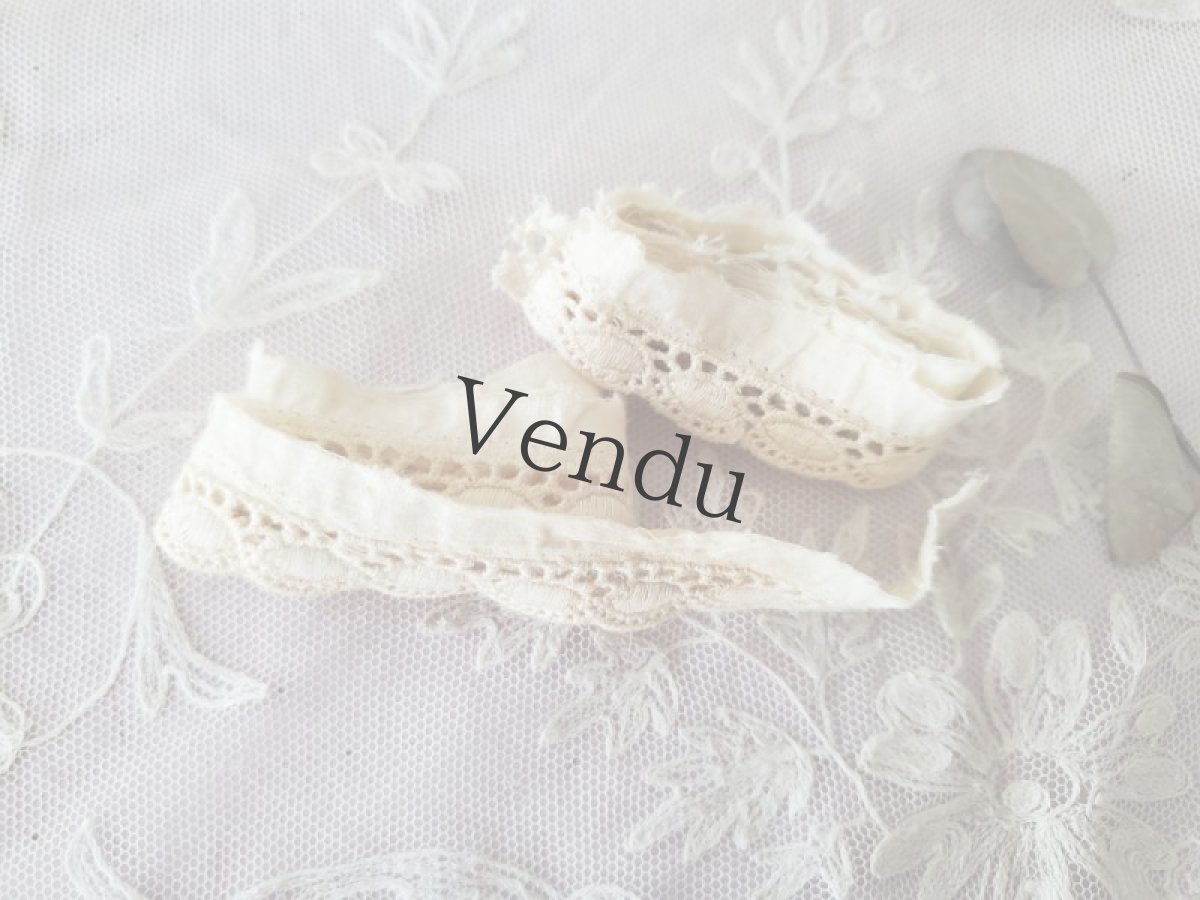 画像3: フランスアンティーク　刺繍スカラップレースブレード 40cm×2本セット (3)