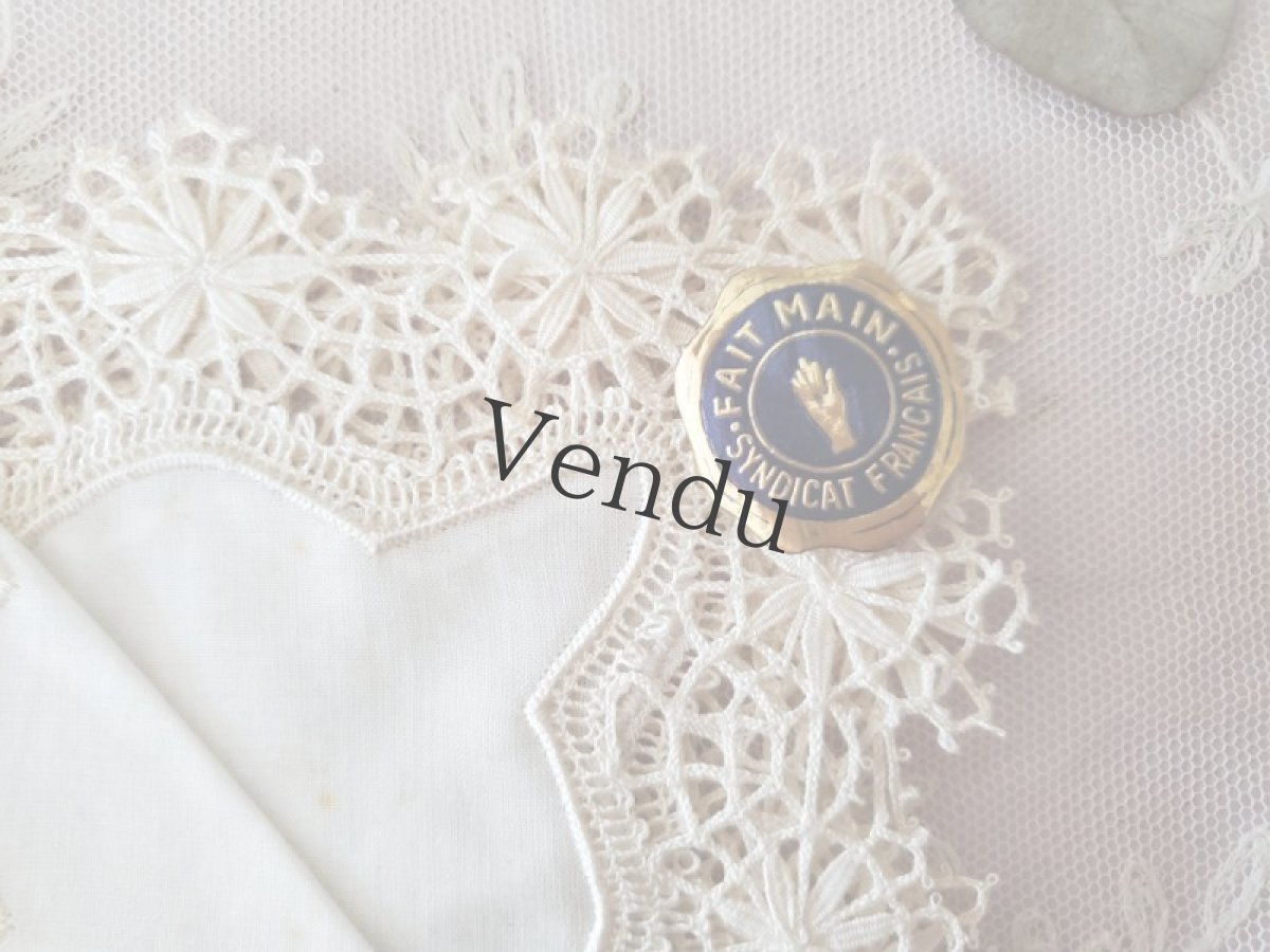 画像3: フランスヴィンテージ　ルピュイハンドメイドレース　ハンカチ (3)