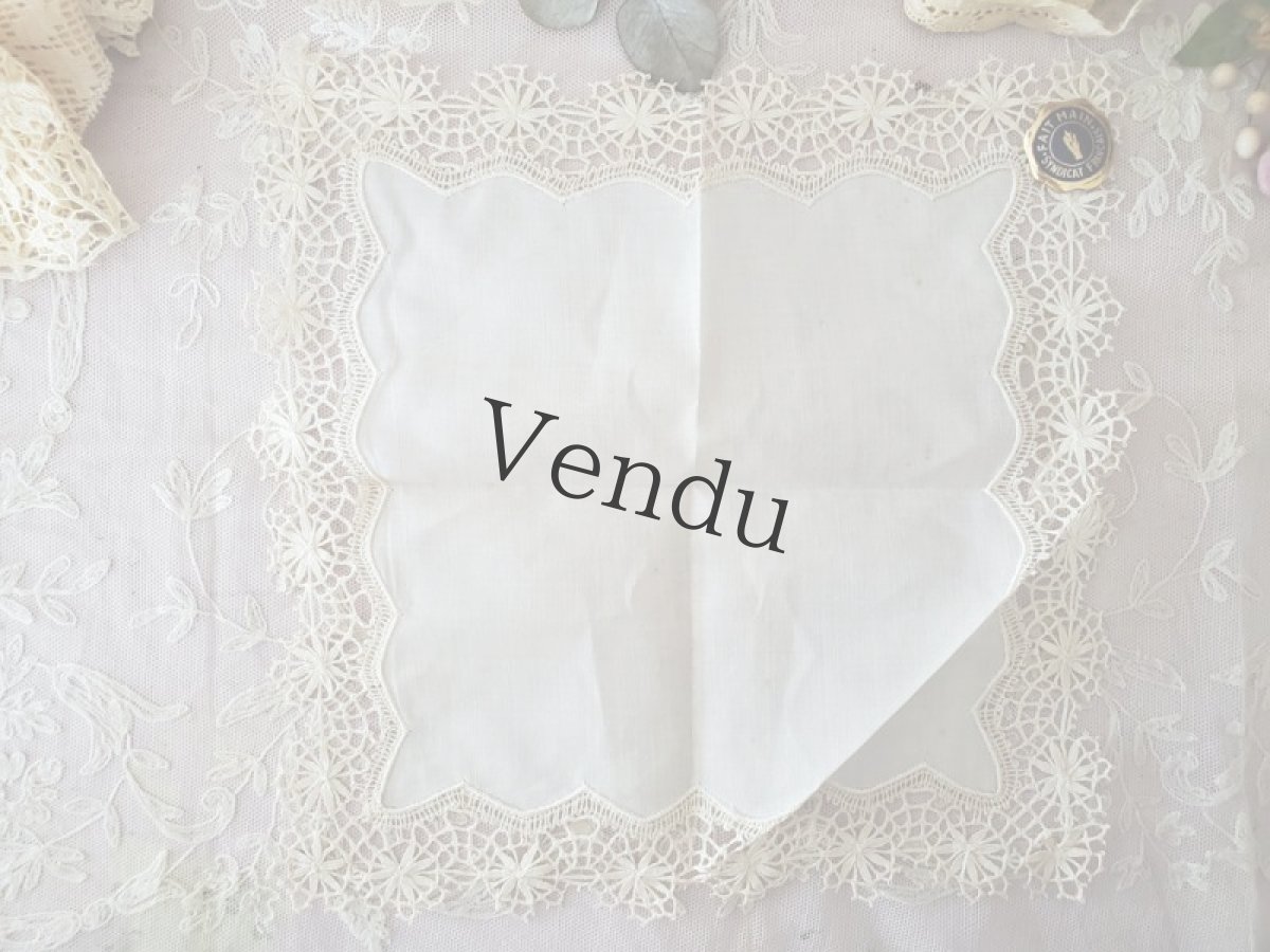 画像4: フランスヴィンテージ　ルピュイハンドメイドレース　ハンカチ (4)