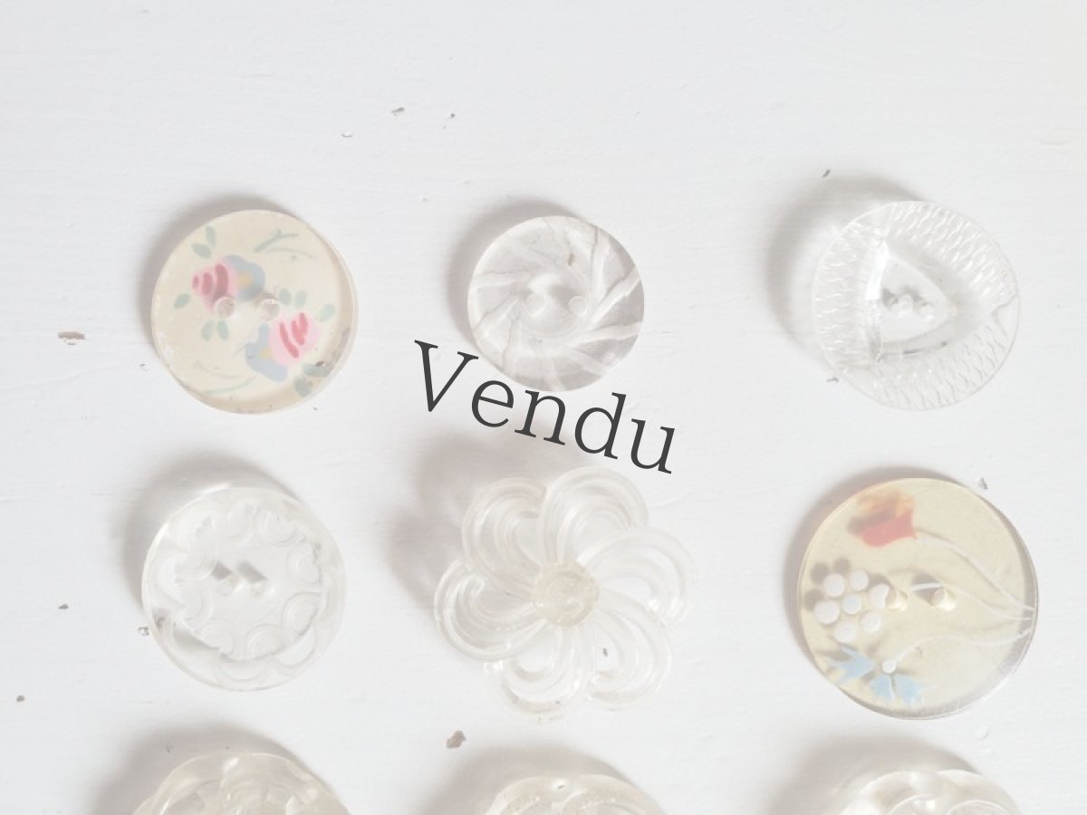 画像2: フランスヴィンテージ　透明ボタンアソート 9種 (2)