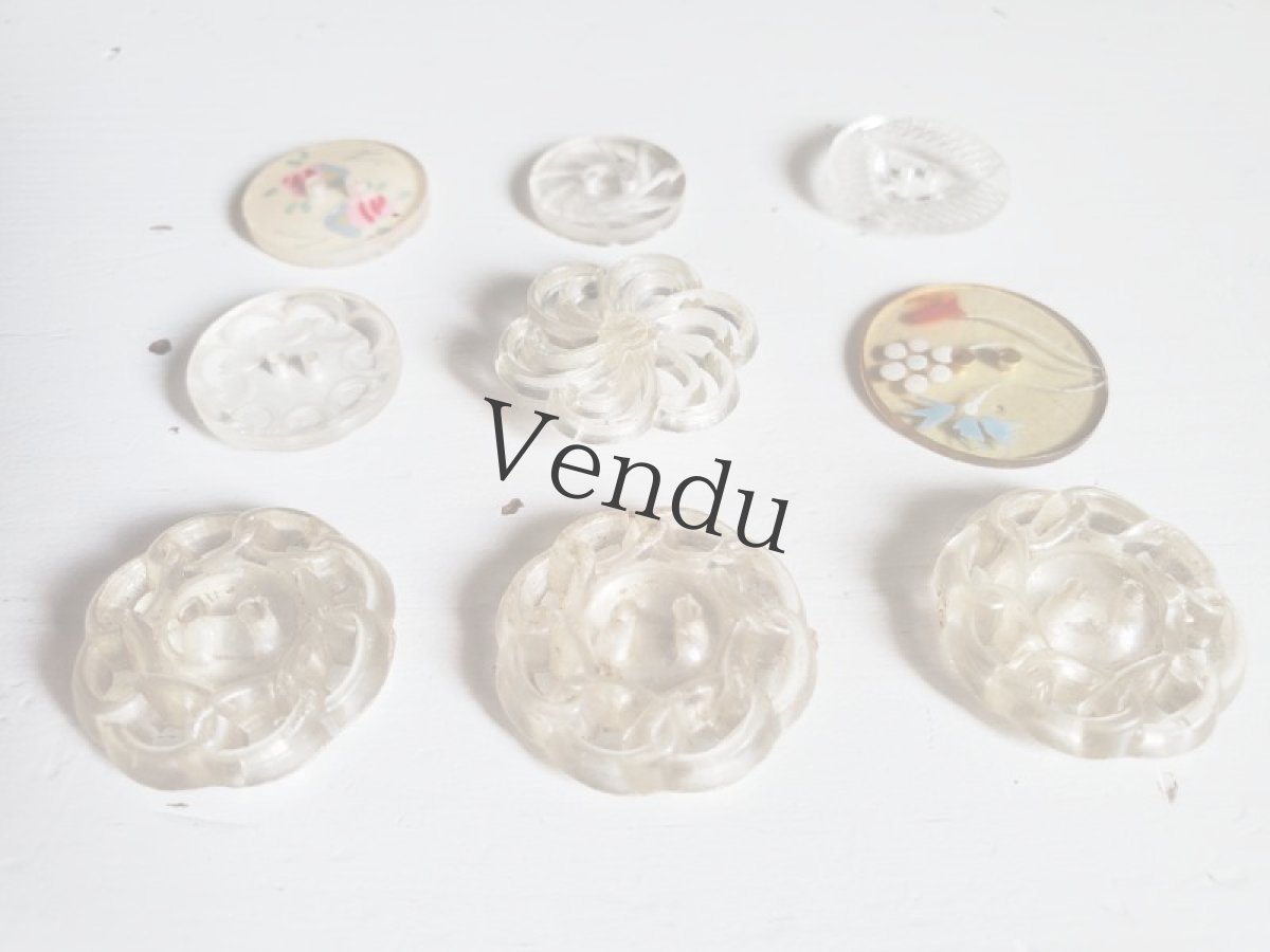 画像3: フランスヴィンテージ　透明ボタンアソート 9種 (3)