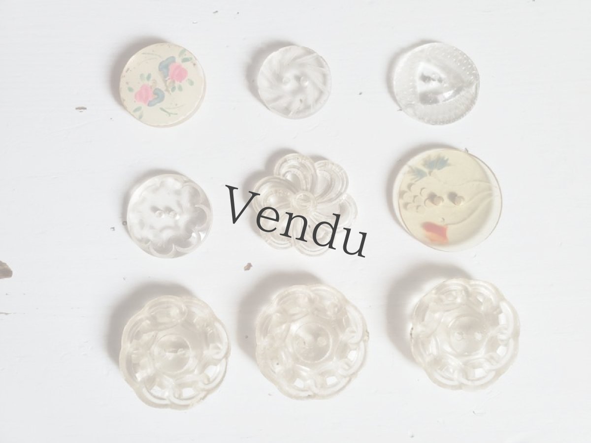 画像4: フランスヴィンテージ　透明ボタンアソート 9種 (4)