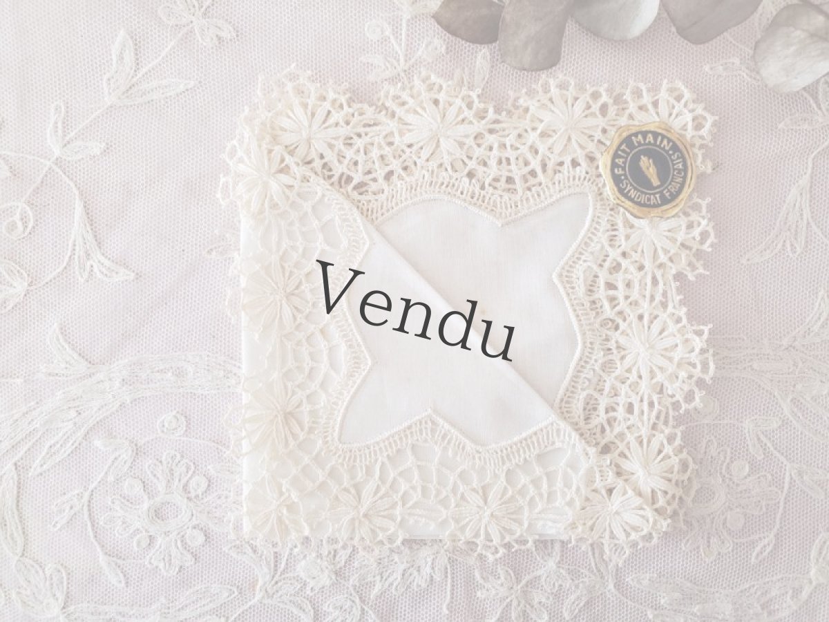 画像2: フランスヴィンテージ　ルピュイハンドメイドレース　ハンカチ (2)