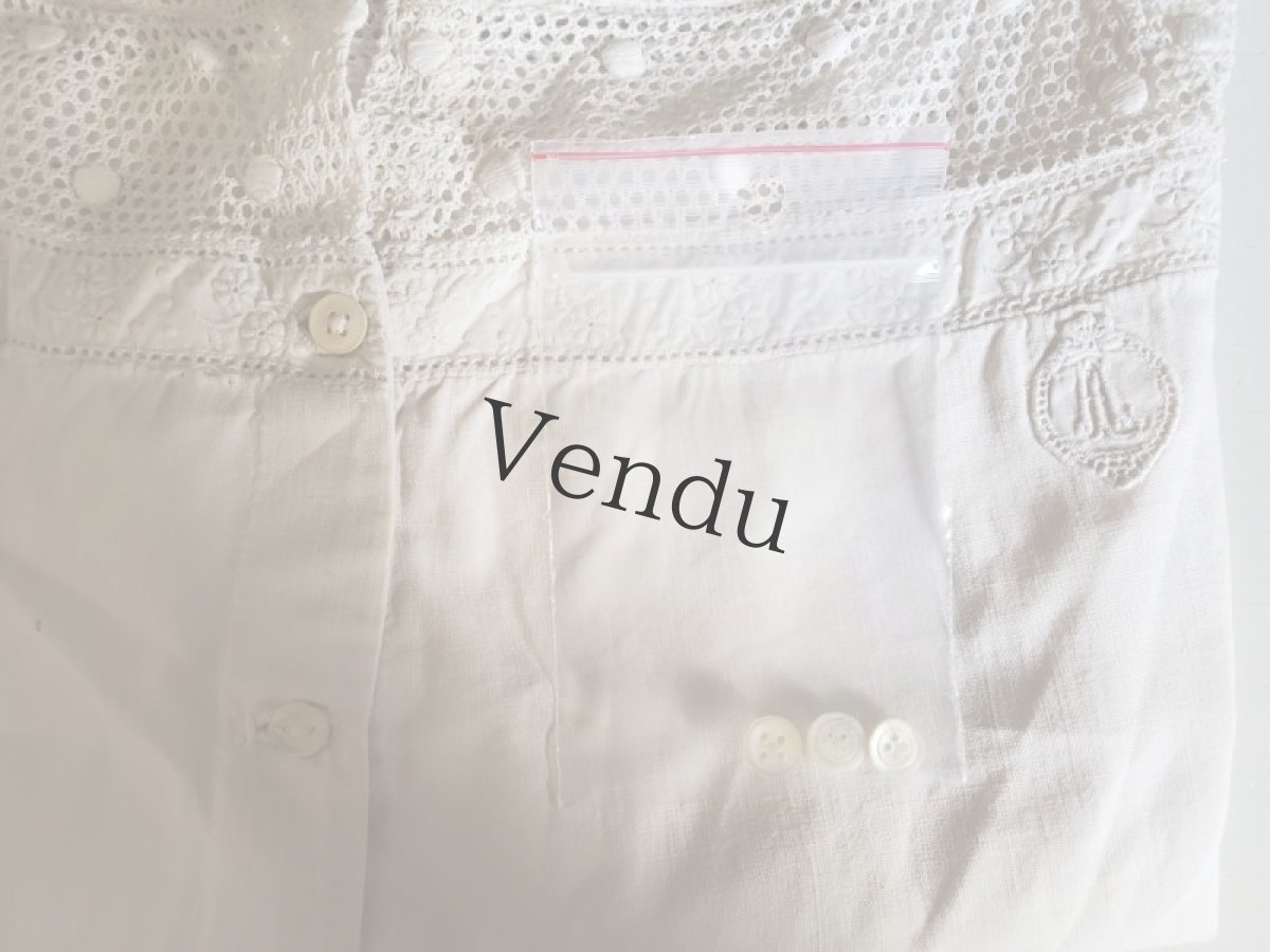 画像10: フランスアンティーク　コットンブラウス ノースリーブ (10)