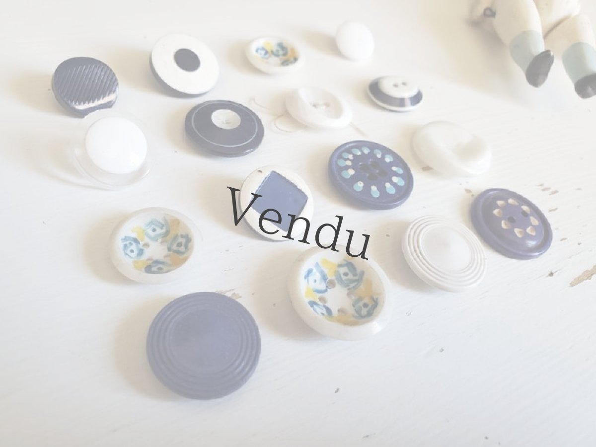 画像2: フランスヴィンテージ　ブルーマリンボタンアソート 16種 (2)