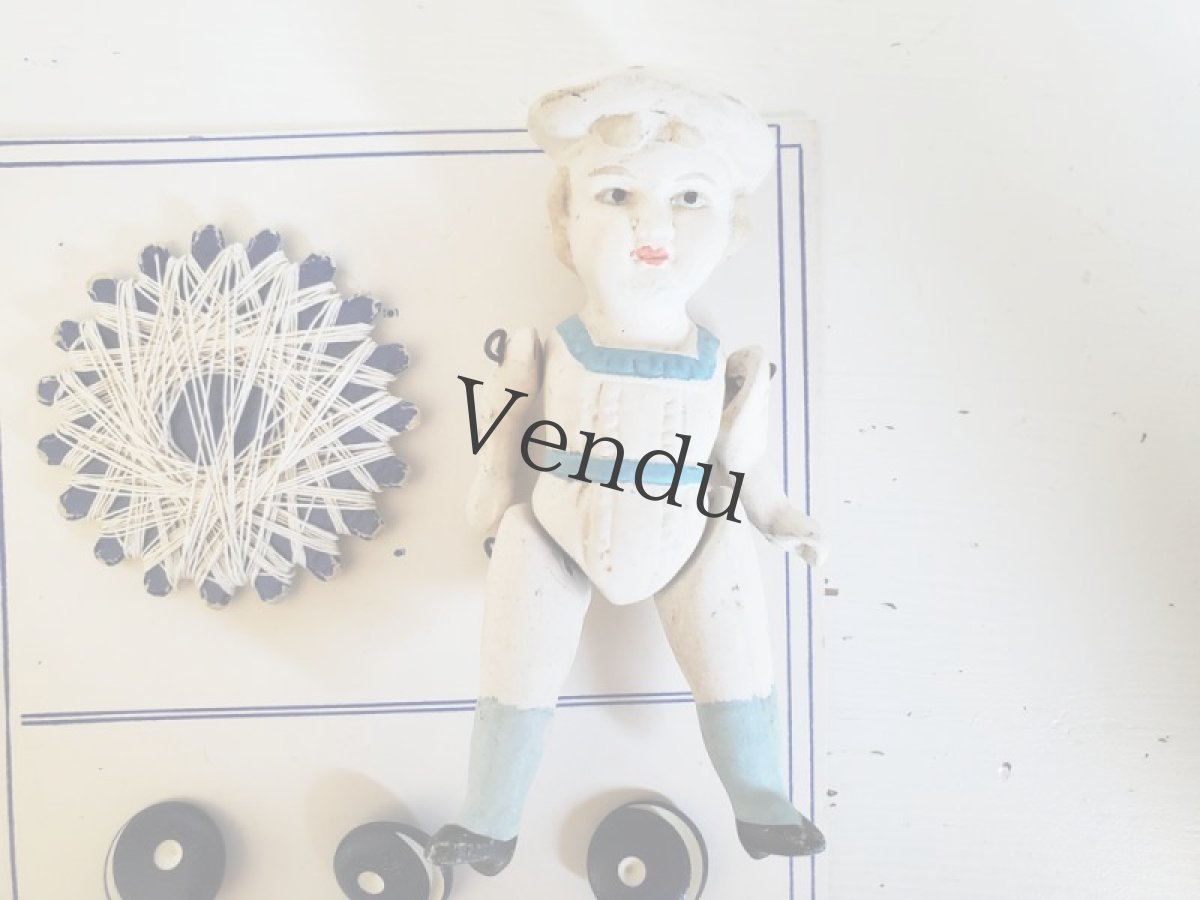 画像5: フランス蚤の市　ビスクドール（ドイツ）とマリンボタンシート (5)