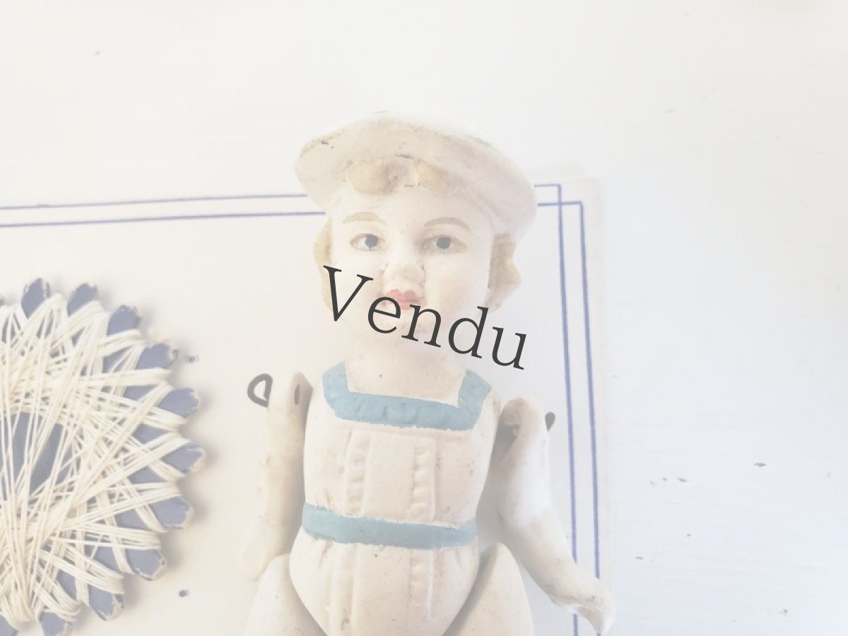 画像6: フランス蚤の市　ビスクドール（ドイツ）とマリンボタンシート (6)