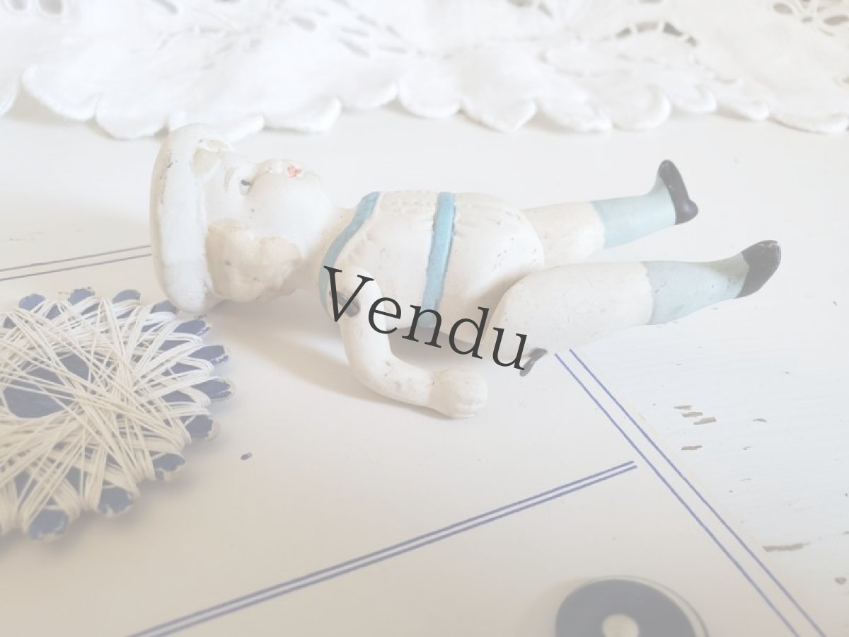 画像9: フランス蚤の市　ビスクドール（ドイツ）とマリンボタンシート (9)