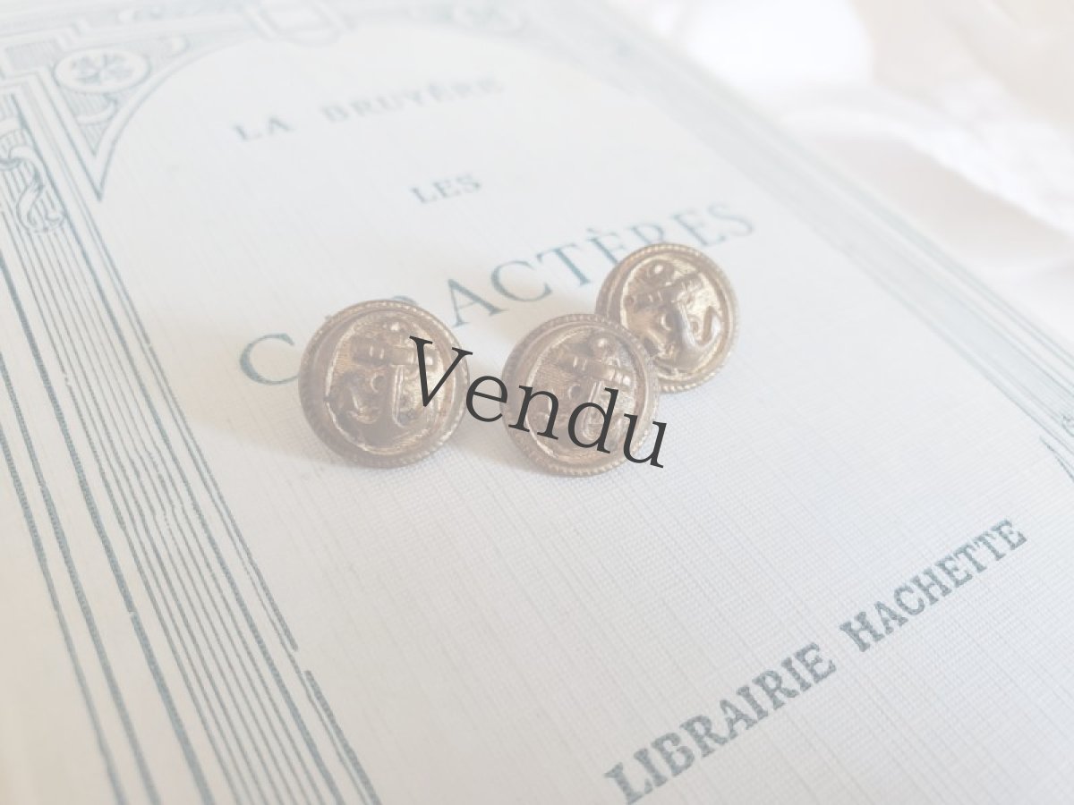 画像3: フランスアンティーク　マリンメタルボタンTW&W PARIS 12mm 3個セット (3)