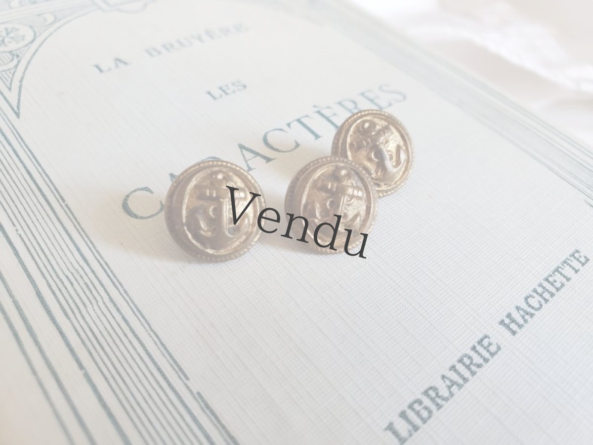 画像2: フランスアンティーク　マリンメタルボタンTW&W PARIS 12mm 3個セット (2)