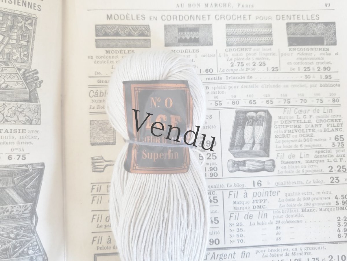 画像1: フランス 1900年代 リネン糸たば Fil Cœur de Lin LCF No.0  (1)