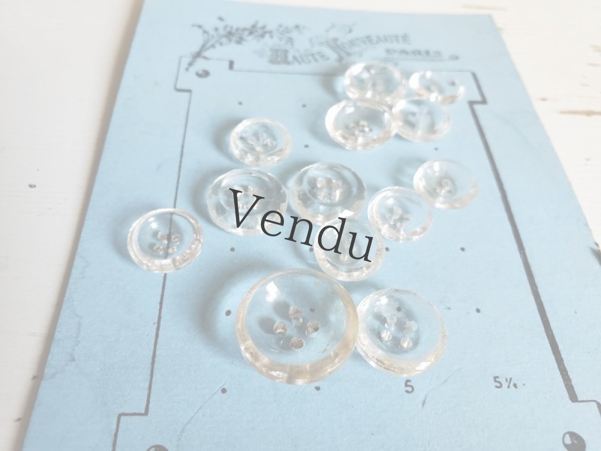 画像5: フランスアンティーク　キラキラ○ガラスボタン13個セット＋シート (5)