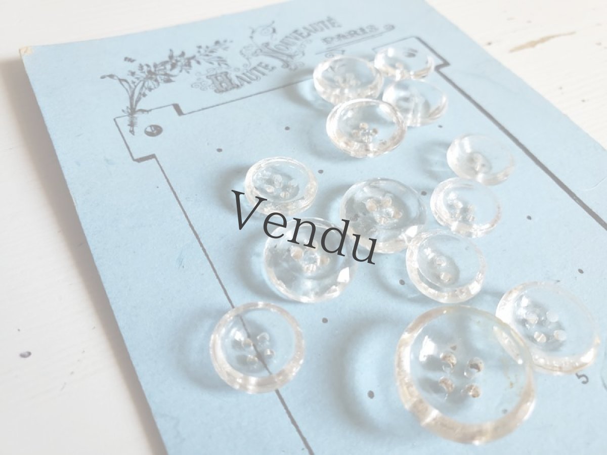 画像2: フランスアンティーク　キラキラ○ガラスボタン13個セット＋シート (2)