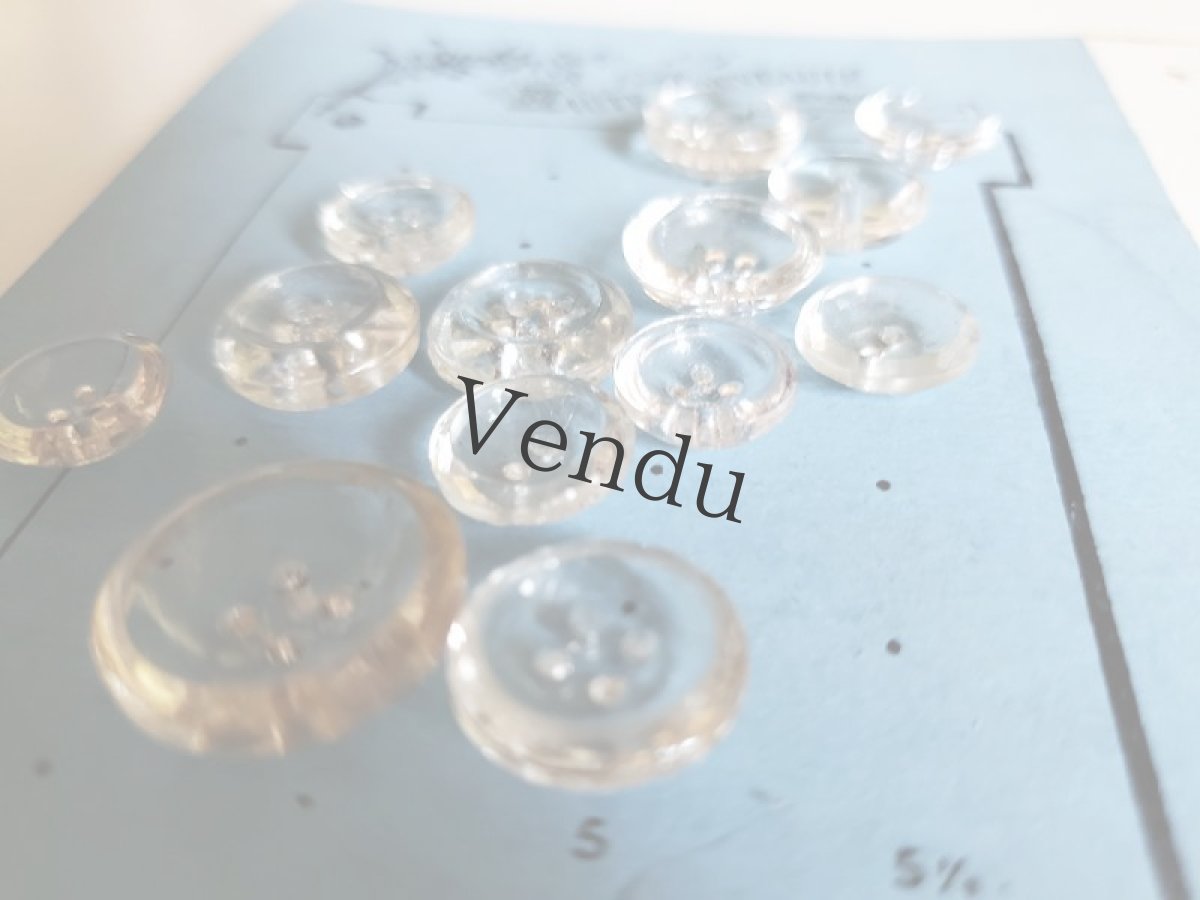 画像4: フランスアンティーク　キラキラ○ガラスボタン13個セット＋シート (4)