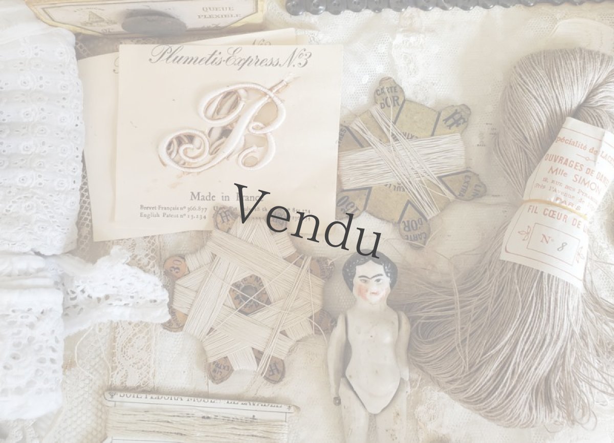 画像5: フランス 19世紀末 紙製リネン糸巻き HF A LA TETE DE LION 30 (5)