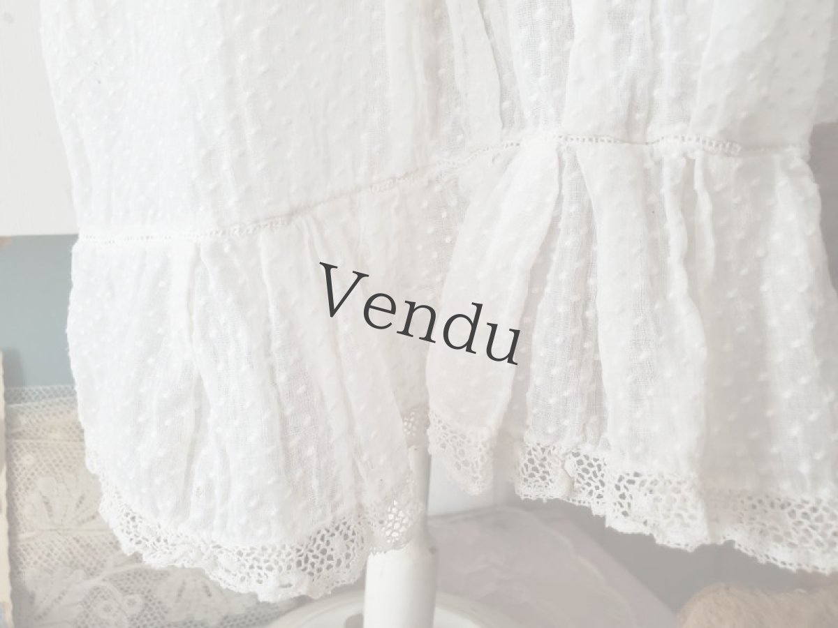 画像7: フランスアンティーク　白糸刺繍ベビードレス (7)