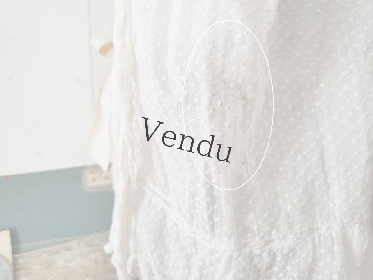 画像12: フランスアンティーク　白糸刺繍ベビードレス (12)