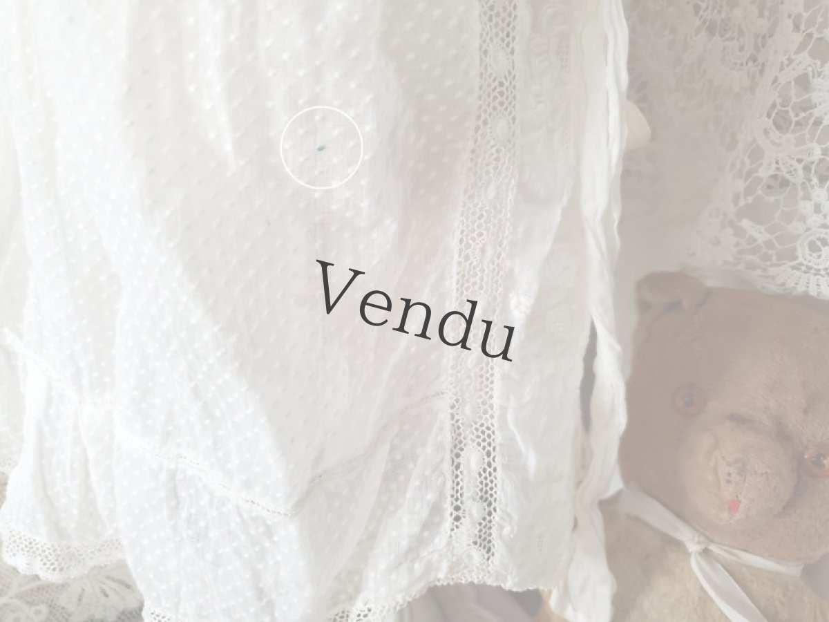 画像13: フランスアンティーク　白糸刺繍ベビードレス (13)