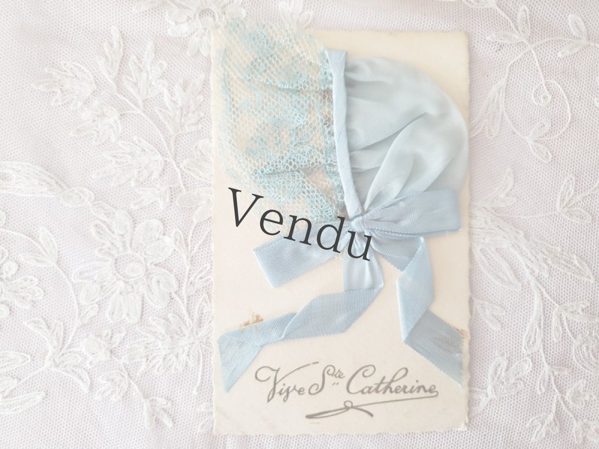 画像2: フランスアンティーク Ste-Catherine ボネ ポストカード2枚組セット (2)