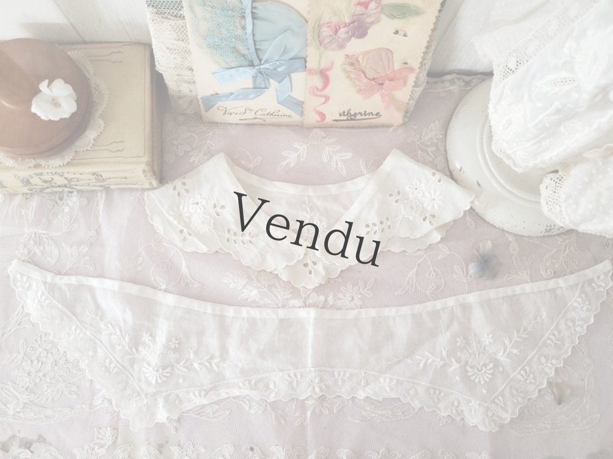 画像4: フランスアンティーク　刺繍つけ襟 ２つセット (4)