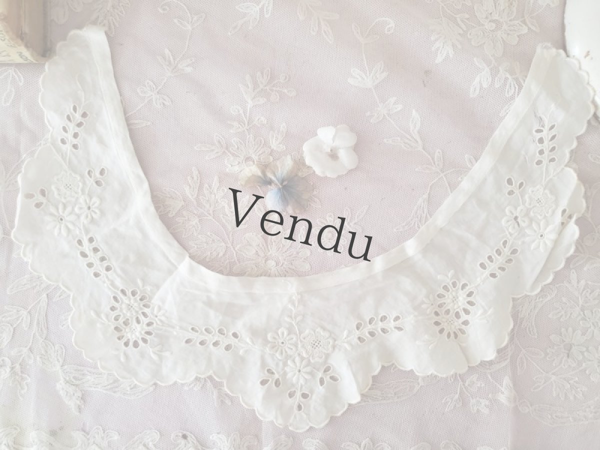 画像7: フランスアンティーク　刺繍つけ襟 ２つセット (7)