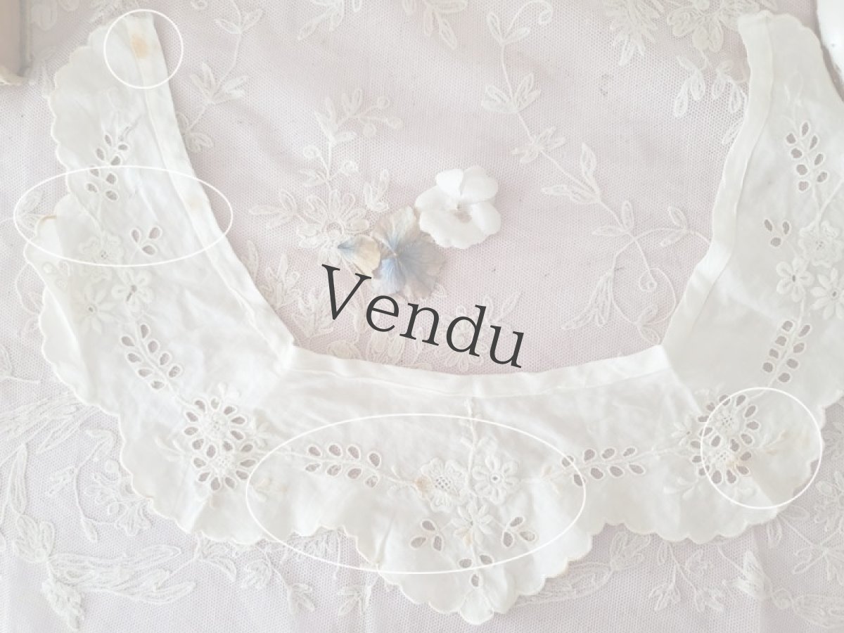 画像10: フランスアンティーク　刺繍つけ襟 ２つセット (10)