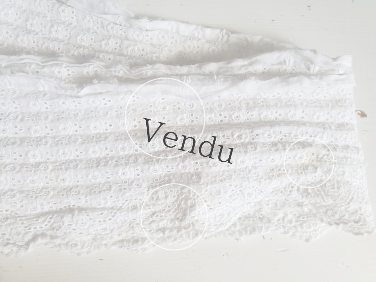 画像6: フランスアンティーク　小花の白刺繍　スカラップレース213cm (6)