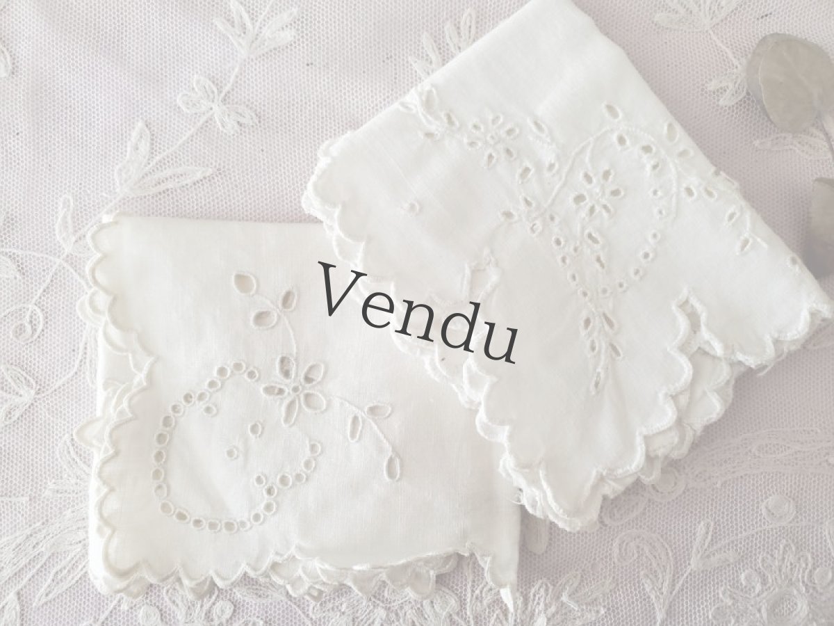 画像4: フランスヴィンテージ　カットワーク刺繍　ハンカチ (4)