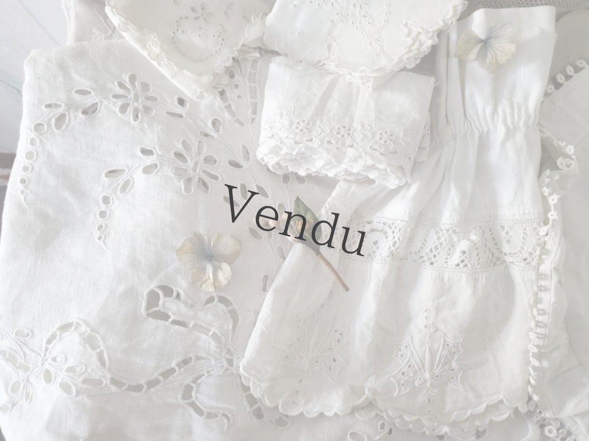 画像6: フランスアンティーク　円状カットワーク刺繍 スカラップレース 98cm (6)