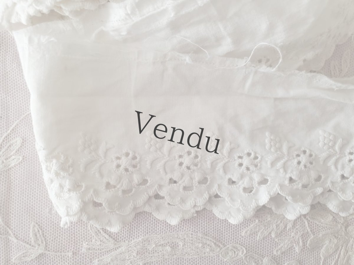 画像2: フランスアンティーク　円状カットワーク刺繍 スカラップレース 98cm (2)