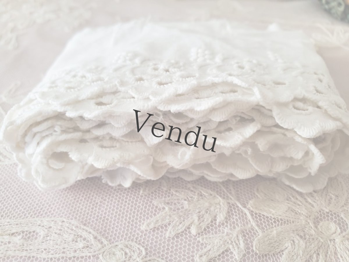 画像4: フランスアンティーク　円状カットワーク刺繍 スカラップレース 98cm (4)