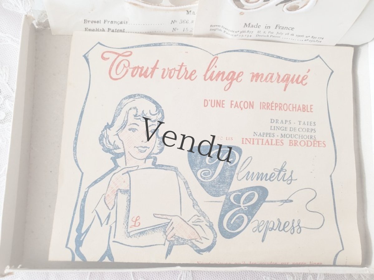 画像5: フランスアンティーク　Plumetis-Express 箱入り 刺繍イニシャルシート "B" No.3&10 (5)