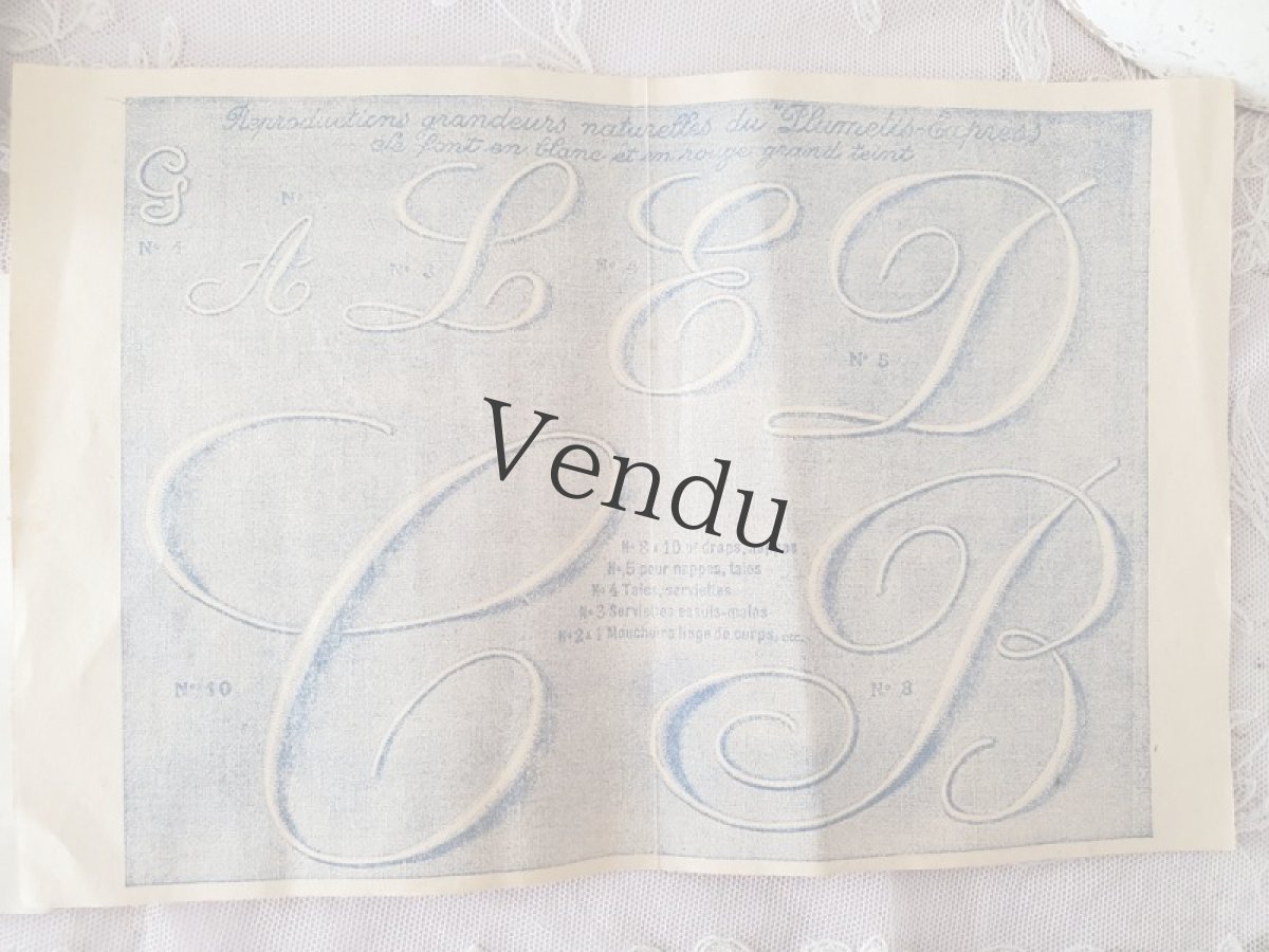 画像6: フランスアンティーク　Plumetis-Express 箱入り 刺繍イニシャルシート "B" No.3&10 (6)