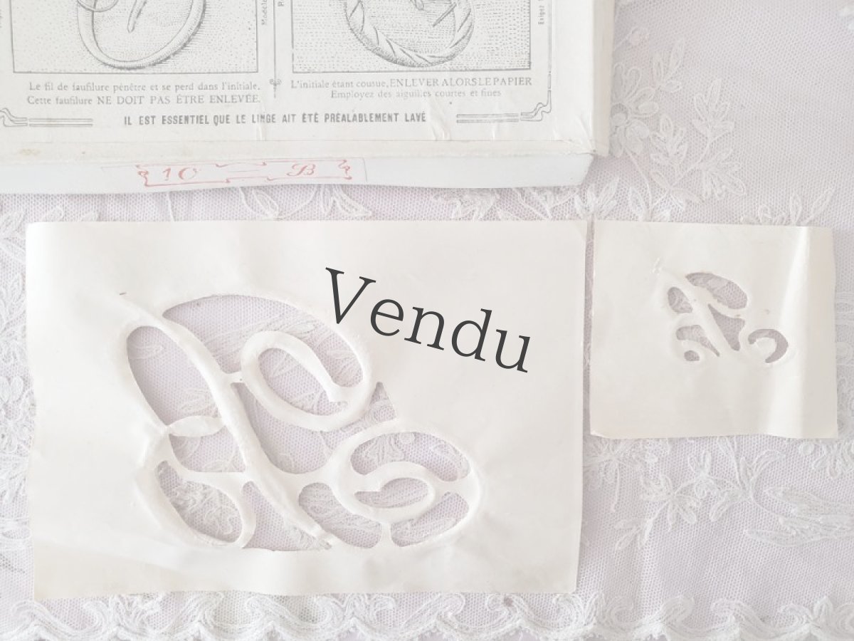 画像4: フランスアンティーク　Plumetis-Express 箱入り 刺繍イニシャルシート "B" No.3&10 (4)