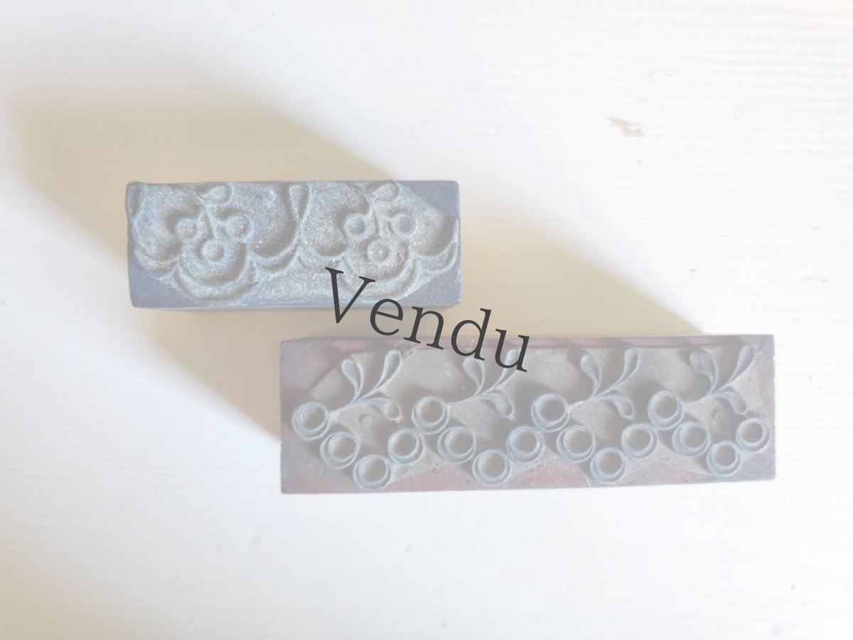 画像2: フランス 1900年前後 刺繍木製スタンプ　レクタングル 2こセット (2)