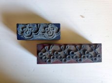 画像2: フランス 1900年前後 刺繍木製スタンプ　レクタングル 2こセット (2)