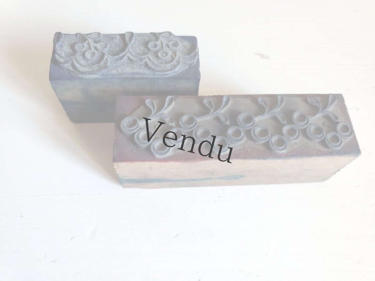 画像3: フランス 1900年前後 刺繍木製スタンプ　レクタングル 2こセット (3)