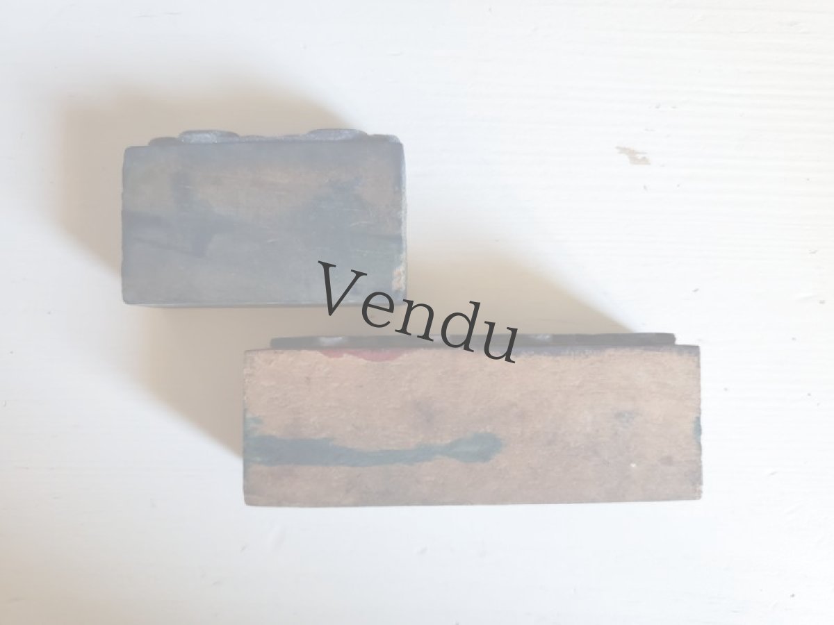 画像4: フランス 1900年前後 刺繍木製スタンプ　レクタングル 2こセット (4)