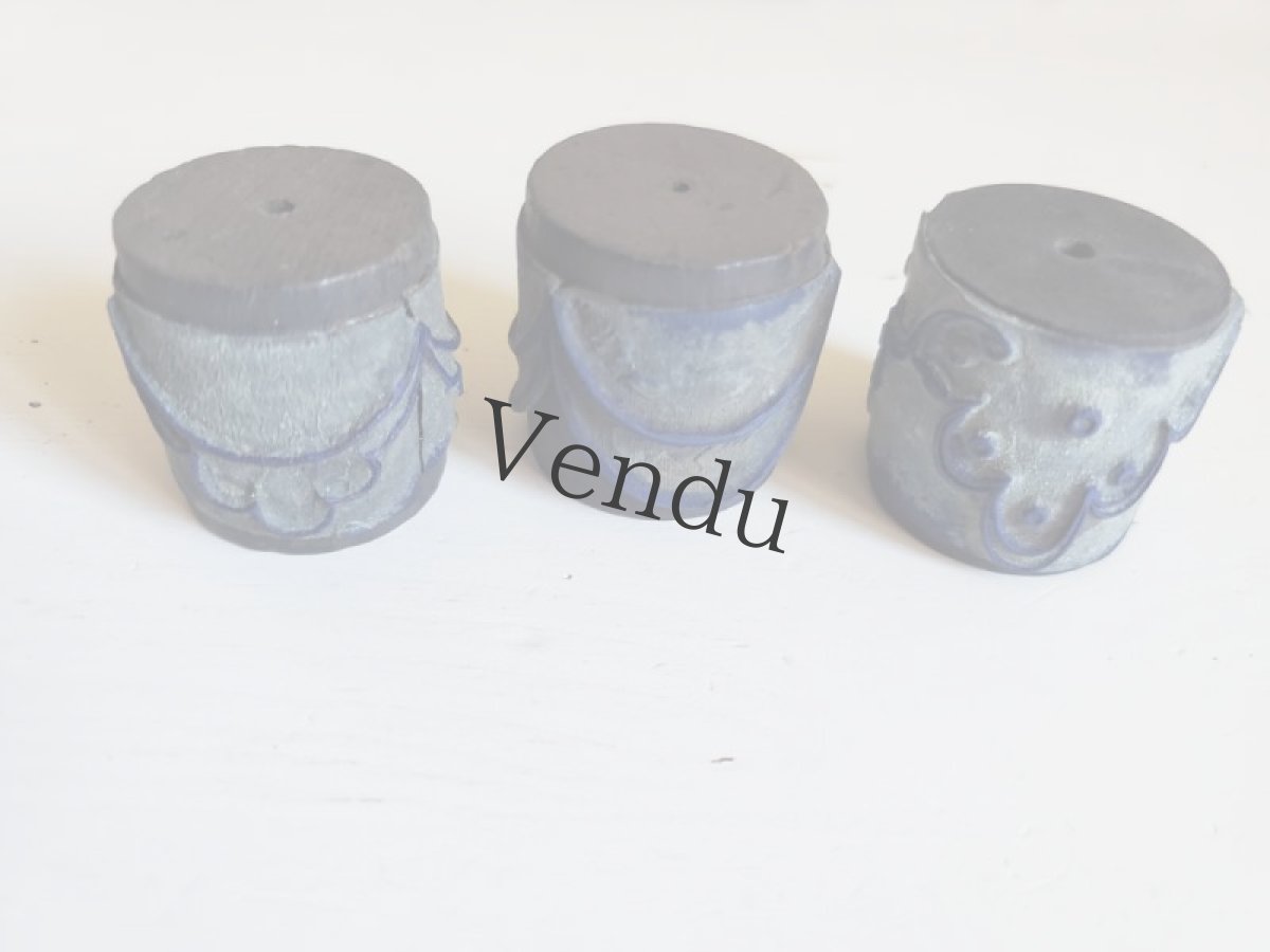 画像3: フランス 1900年前後 刺繍木製スタンプ ３こセット31-32mm (3)