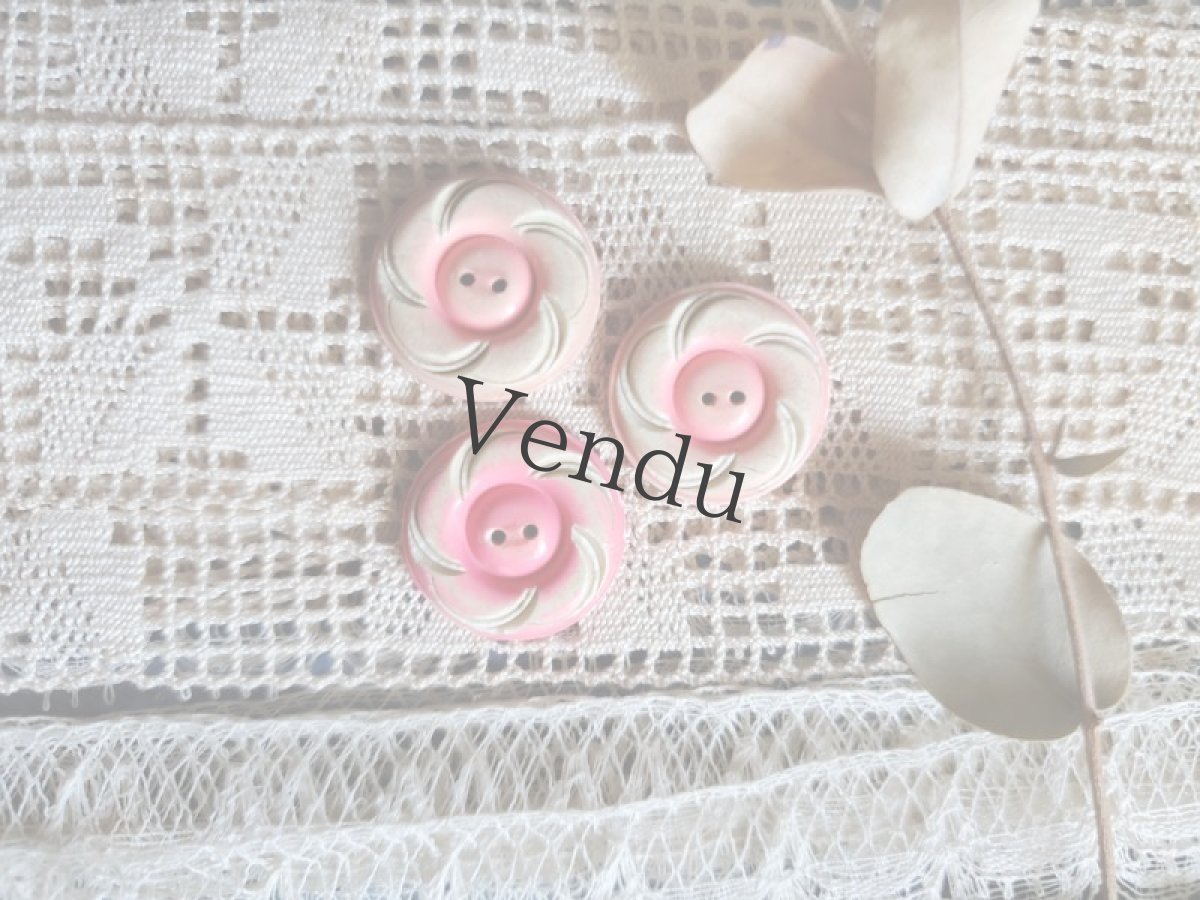 画像4: フランス 1940年代　レトロボタン カゼイン ピンク 17mm (4)