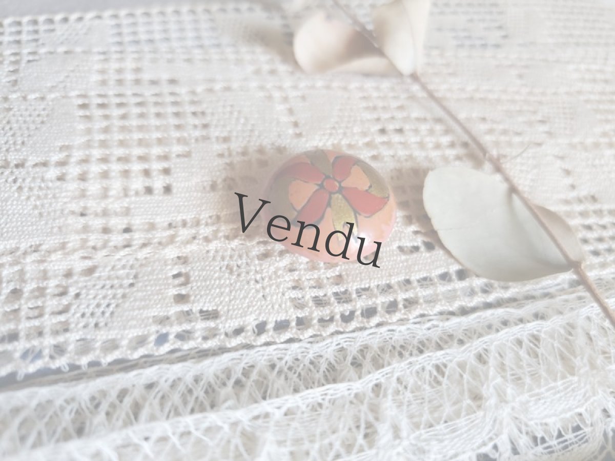 画像2: フランス 1940-50年代　木製ペイントボタン リボン 18mm (2)