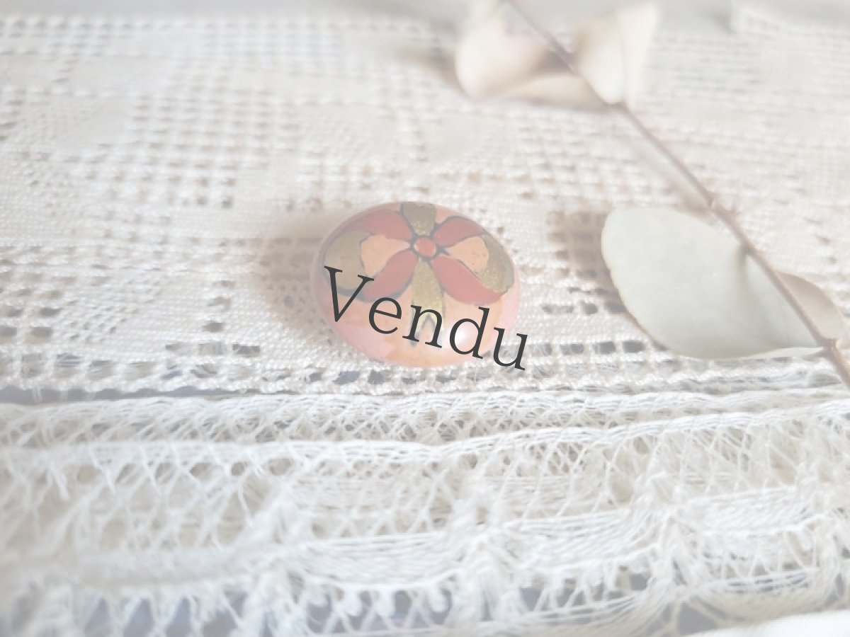 画像3: フランス 1940-50年代　木製ペイントボタン リボン 18mm (3)