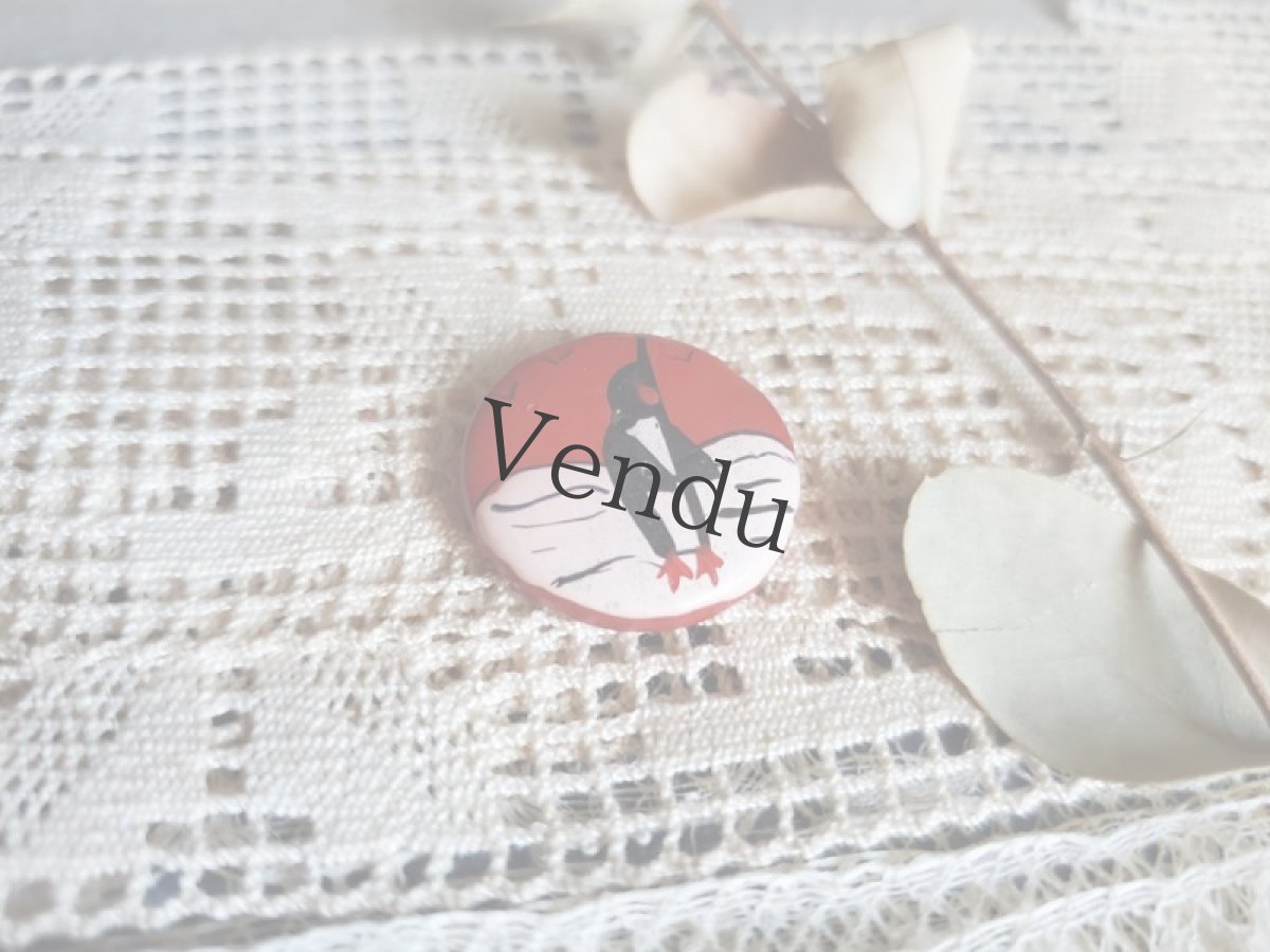 画像2: フランス 1940-50年代　木製ペイントボタン ペンギン 19mm (2)