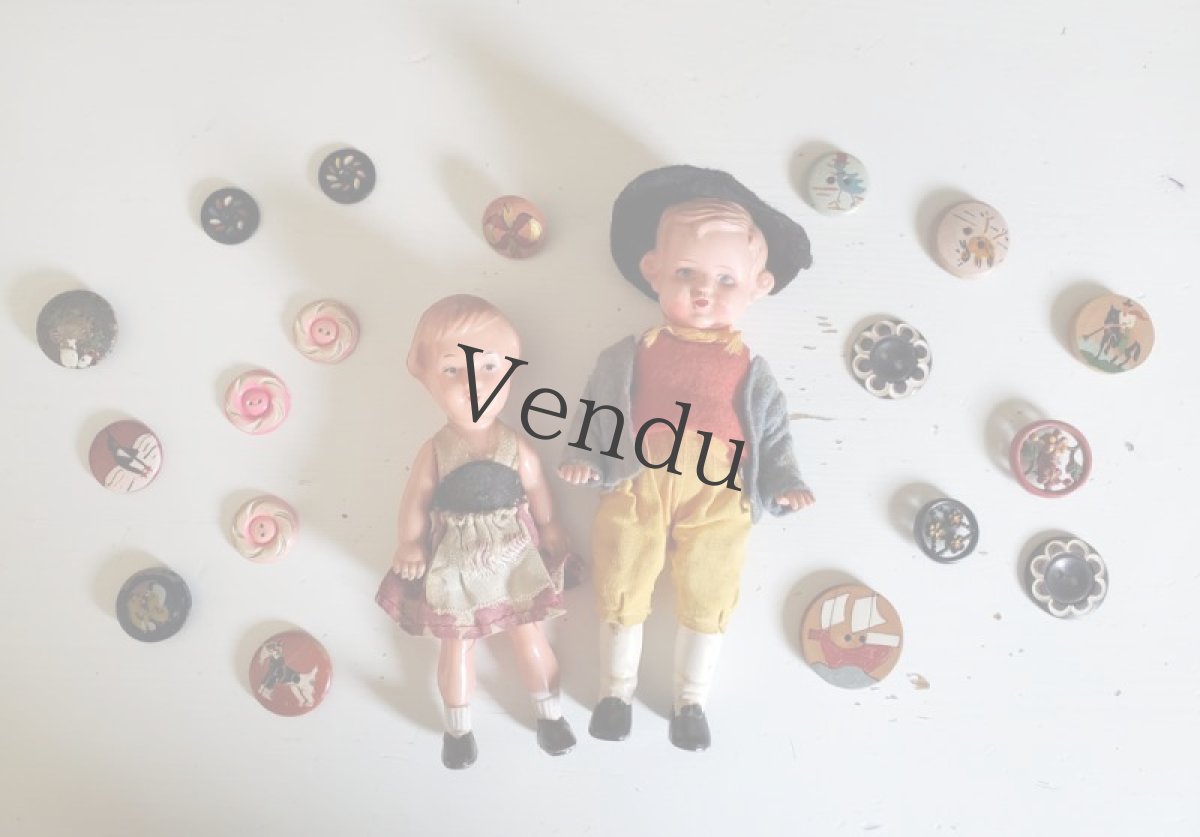 画像6: フランスヴィンテージ　フォークロア調ペイントボタン ２こセット 15mm (6)