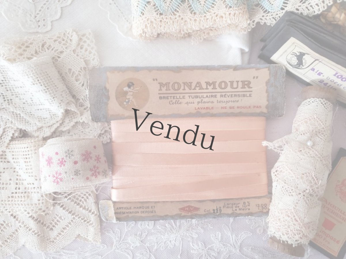 画像9: フランスヴィンテージ　巻きリボン "MONAMOUR" (9)
