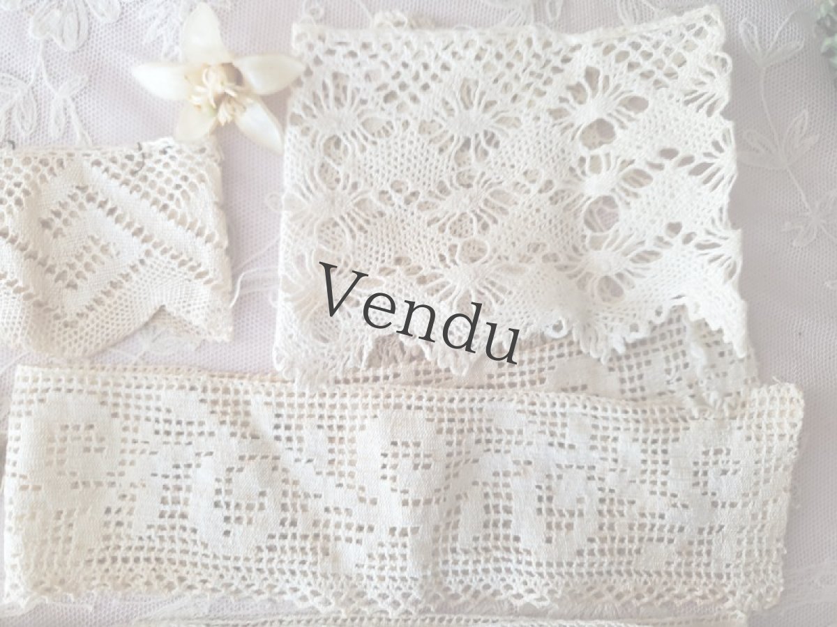 画像3: フランスヴィンテージ　レースセット ５種類＋貝ボタンつき (3)