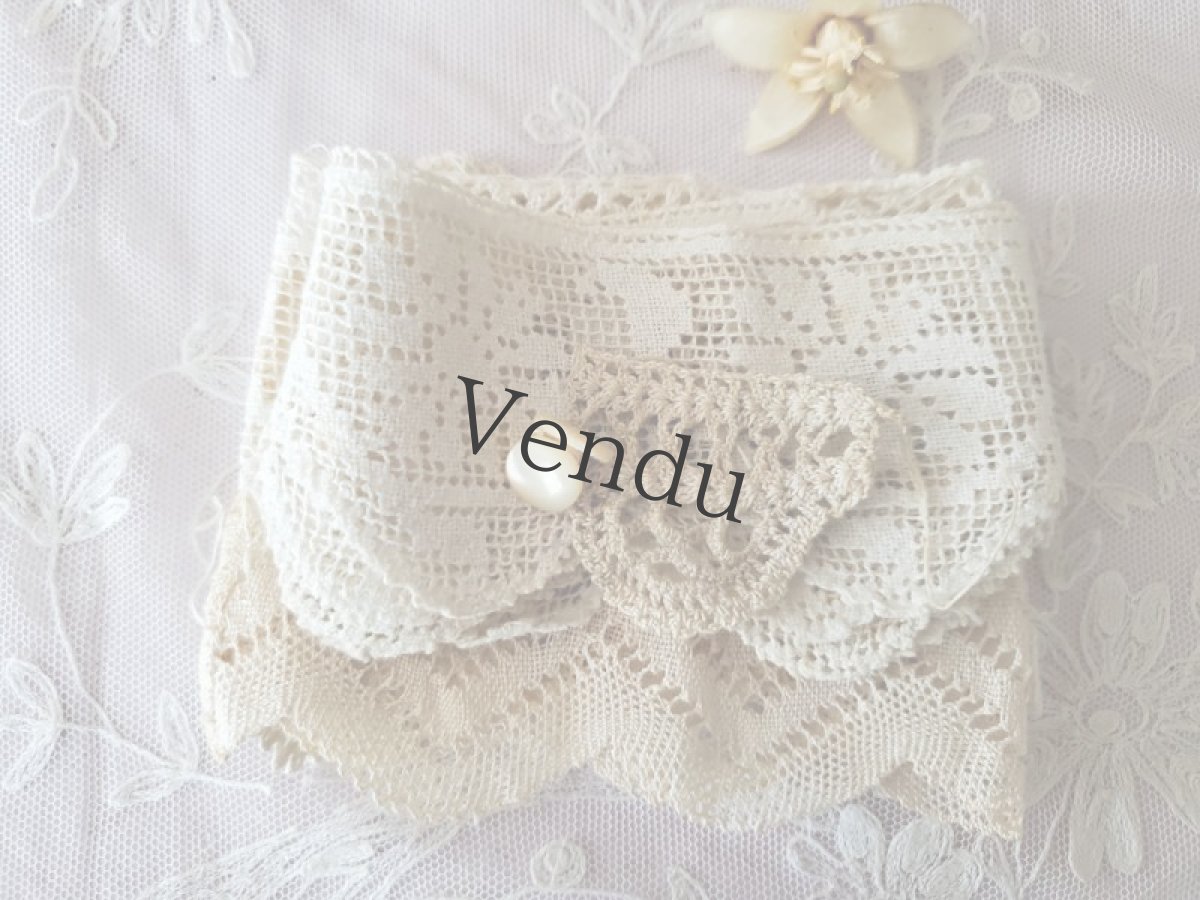 画像6: フランスヴィンテージ　レースセット ５種類＋貝ボタンつき (6)