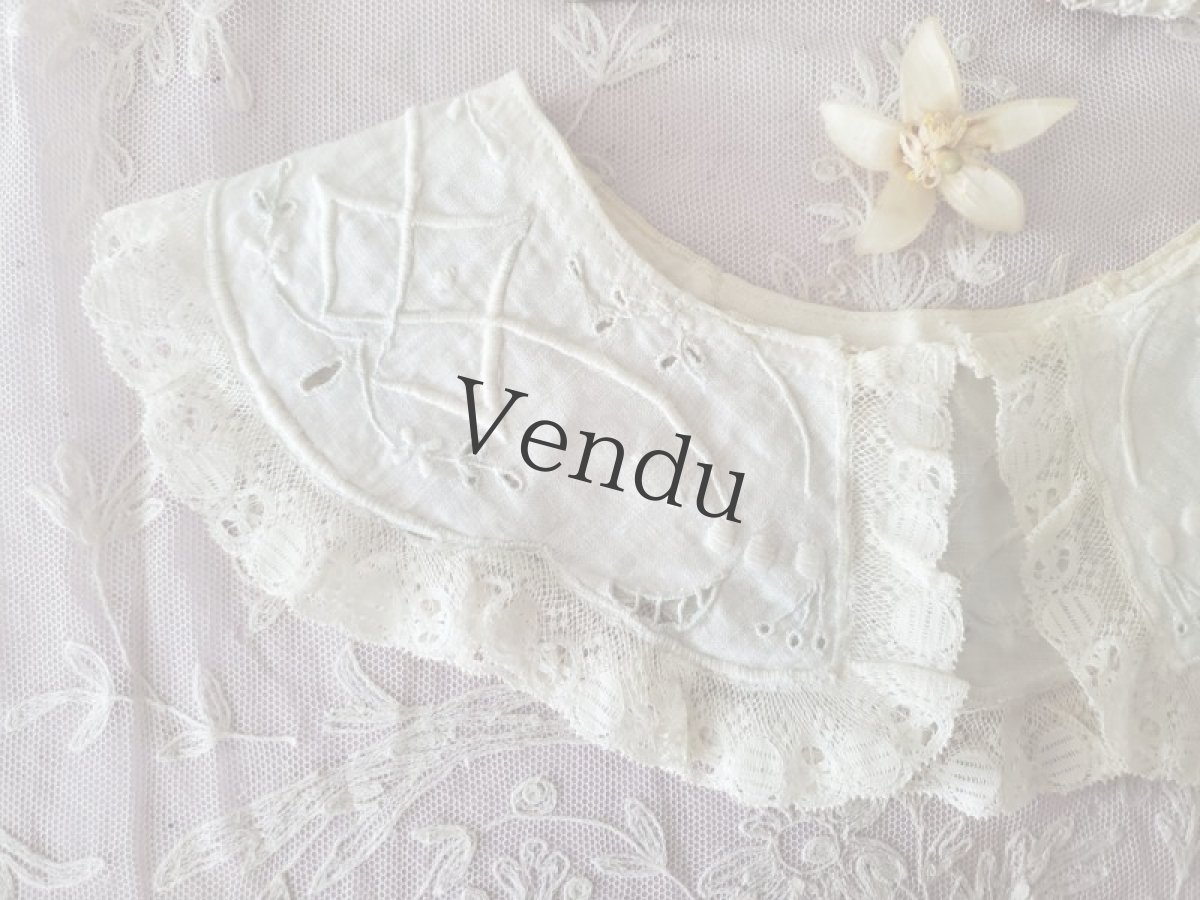 画像2: フランスアンティーク　ハンドメイド カットワーク刺繍　少女のつけ襟 (2)